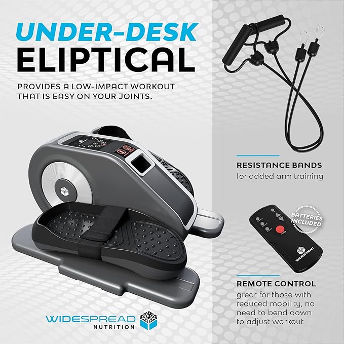 Under Desk Elliptical Machine, Electric Seated Leg Exerciser, Mini Ellipse with Remote, 12 Speed Levels, Forward & Reverse Direction, Manual & Auto Mode for Home & Office