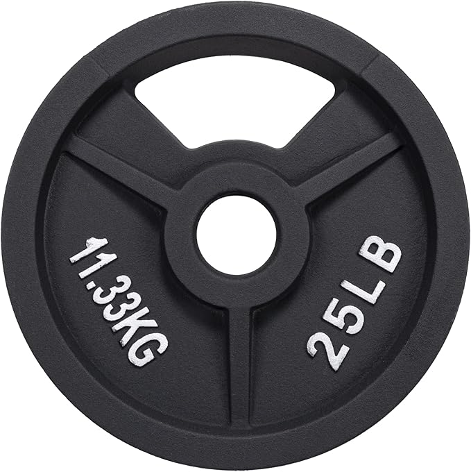 Signature Fitness Cast Iron Plate Weight Plate for Strength Training and Weightlifting, Olympic or Standard