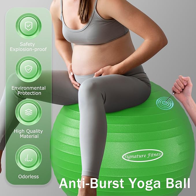 Anti-Burst and Slip Resistant Exercise Ball Yoga Ball 2,000-Pound Capacity,