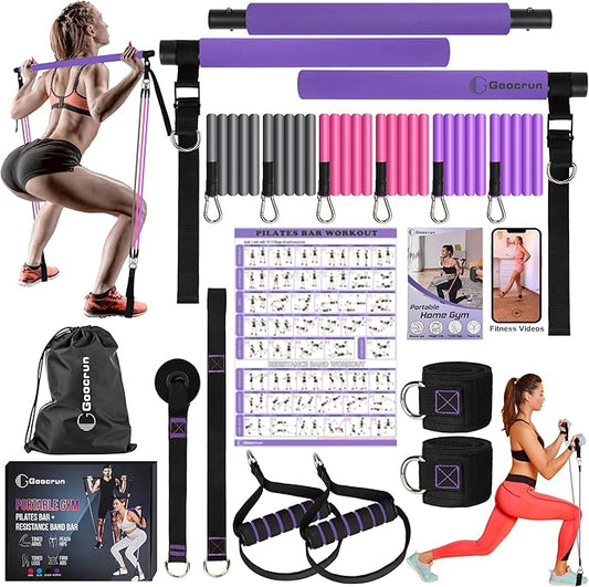 Portable Pilates Bar and Resistance Band Set