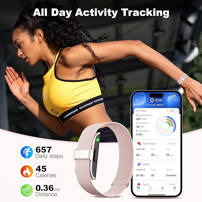 Sleep & Fitness Tracker for Women Men | 24/7 Heart Rate, Blood Oxygen & Stress Monitor | Step & Calorie Counter | IP68 Waterproof Activity Tracker, (No App Subscription) (Pink)
