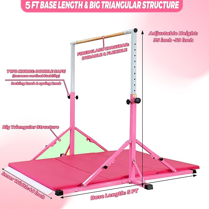 Gymnastic Bar For Kids and Teenage Ages 3-25 5 FT 6 FT 5 FT 6 FT