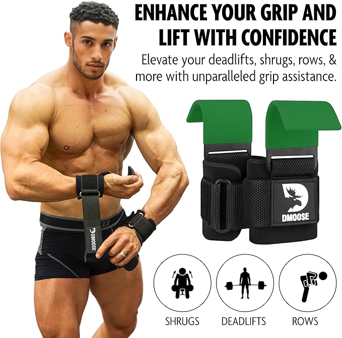 DMoose Fitness Weight Lifting Hooks for Men & 8 mm