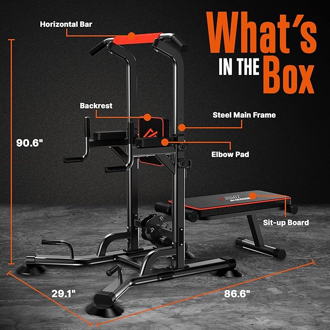 SQUATZ Pull-Up Workout Station with Bench - Multifunctional