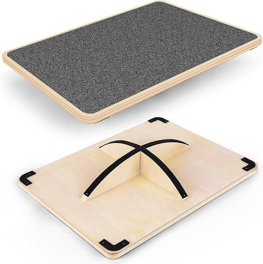Professional Balance Board for Adults - Anti-Slip 350LBS Wobble Board for Physical Therapy, Standing Desk, Core Strength - Wooden Rocker Board