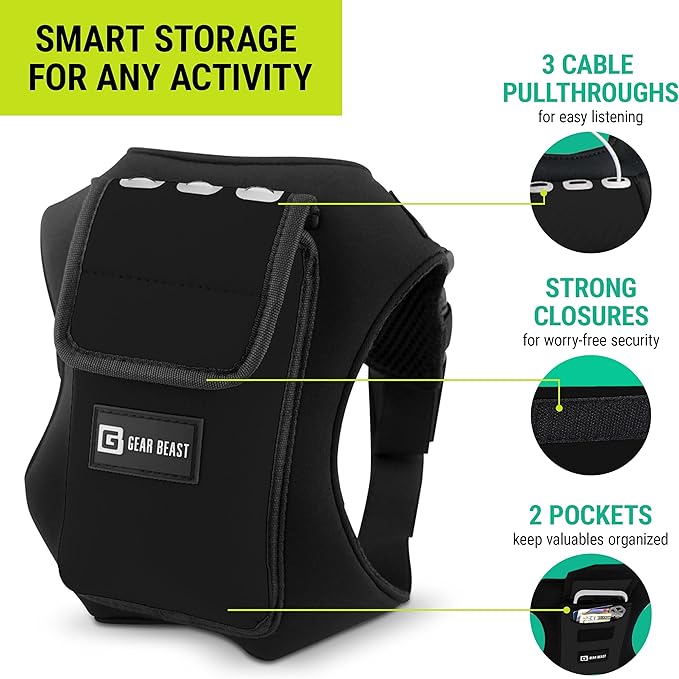 Gear Beast Running Backpack Unisex - Running Vest for Jogging, Hiking and Cycling - Compatible with Most Smartphones, Black