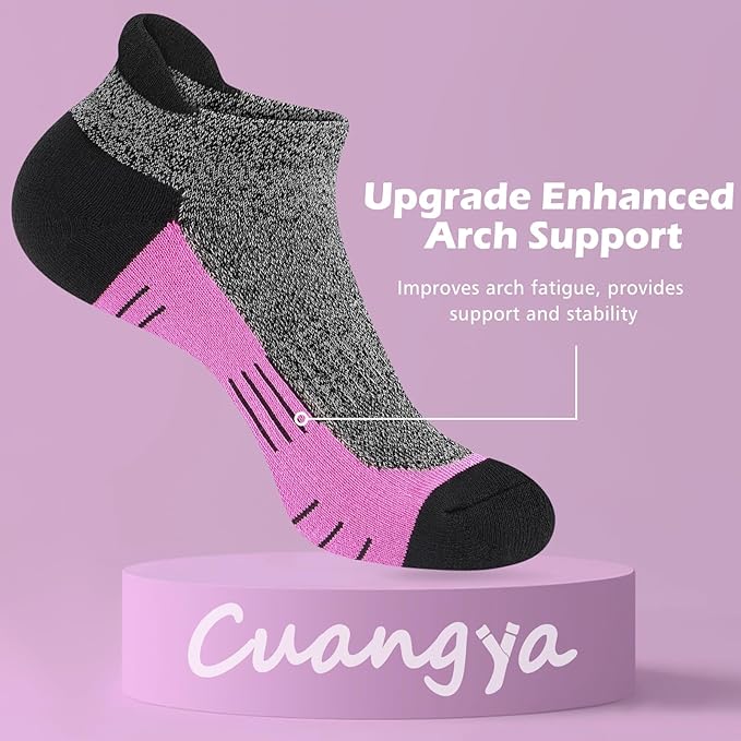 Ankle Socks Women Athletic No Show Socks Running Comfort Cushioned 5-Pairs