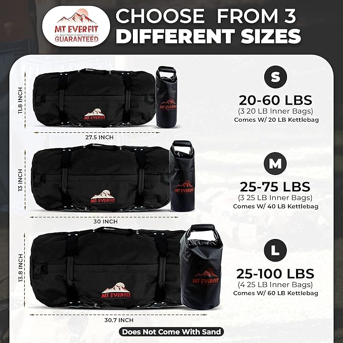 Sandbag Workout Bag & Sandbag Kettlebell Set - 1050 Cordura 8 Thick 3 Inner