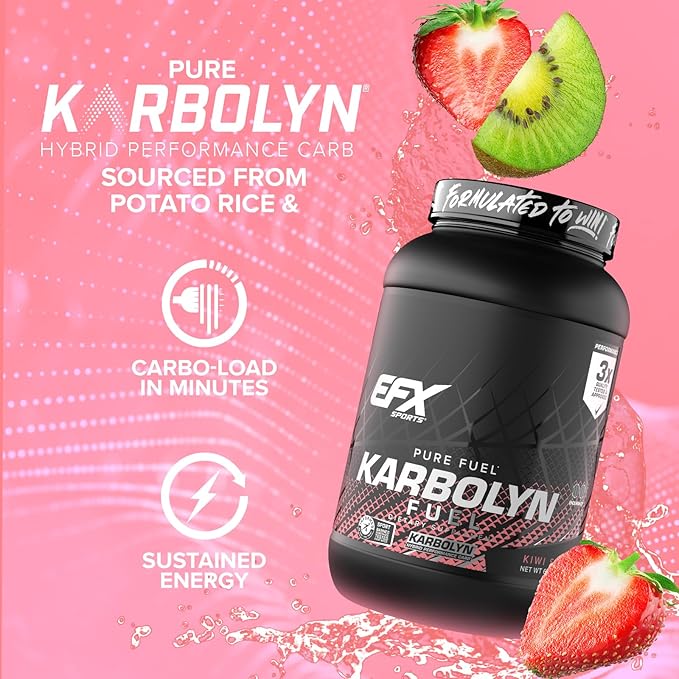 EFX Sports Karbolyn Fuel | Fast-Absorbing Carbohydrate Powder | Carb Load, Sustained Energy, Quick Recovery | Stimulant Free | 36 Servings (Kiwi Strawberry)
