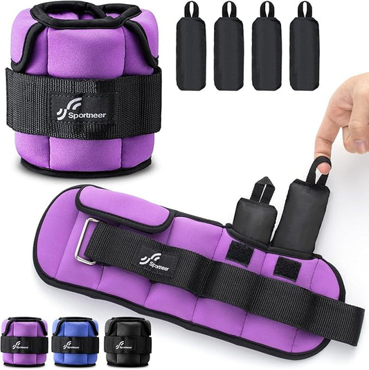 Sportneer Adjustable Ankle Weights for Women and Men：1 1 2 2 3 3 4 4 6 6 7 7 8 8 10 10 lbs