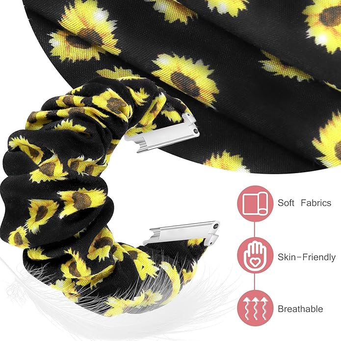 Compatible for FITVII Nexa, HM21, HM68, H86, HM57, HM78, H56 Smart Watch Fitness Tracker Bands, 18mm, 20mm, 22mm Fabric Elastic Scrunchie Elastic Women Cute Replacement Straps