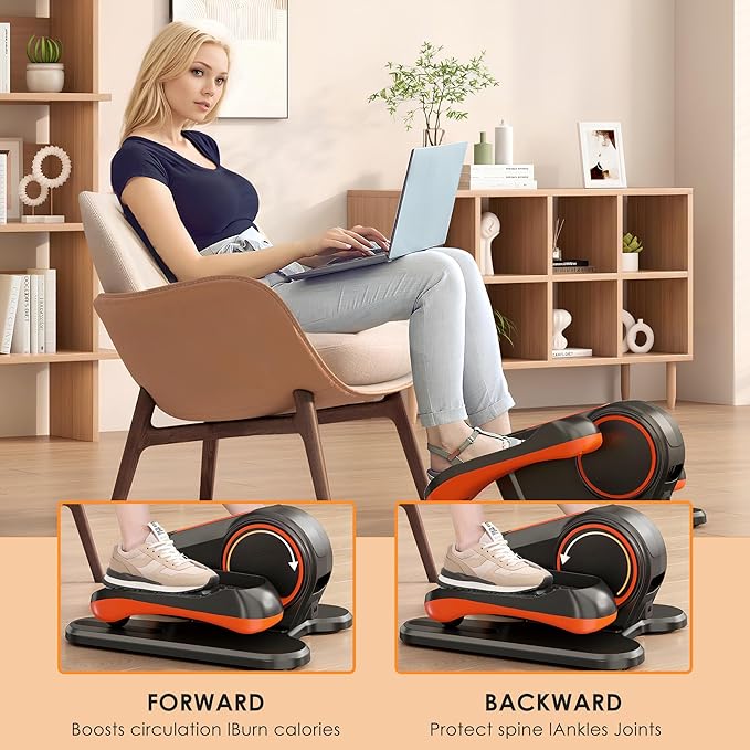 soges Under Desk Elliptical Machine,Seated Pedal Exerciser for Senior,12 Adjustable Speeds Portable bidirectional Ellipse Exerciser,Ellipse Leg Exerciser with Remote Control and Manual Mode