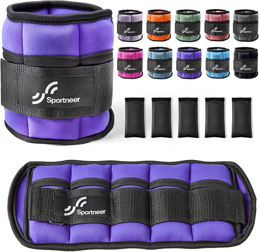 Sportneer Adjustable Ankle Weights 1 Pair 2 4 6 8 8 10 10 Lbs Jogging,1-5 lbs 1 Pair 2-10 lbs