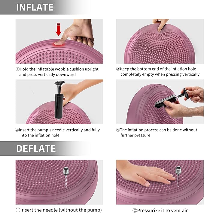 Inflated Wobble Cushion,Dyna Disc,Circular Non-slip Texture for Comfortable Sitting,Wiggle Seat to Improve Posture, Fitness, Stability for Sensory Kids Adults,Balance Seat with Pump for Core Strength