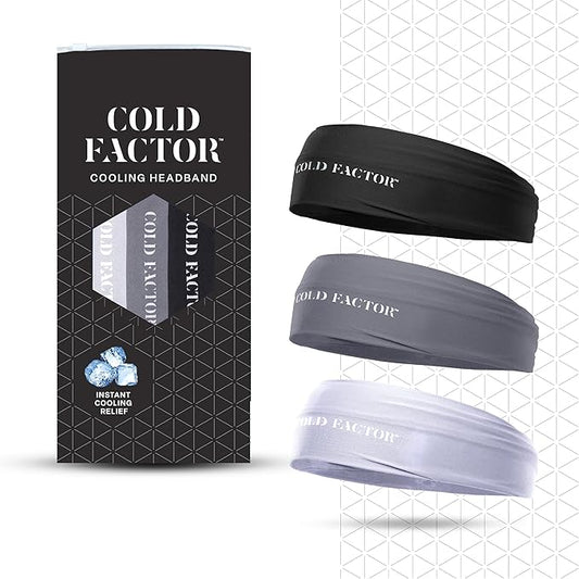 COLD FACTOR Instant Cooling Headband 3 Pack | Advanced Evaporative Comfort for Sports & Outdoor | UPF 50+ Protection | Long-Lasting Coolness | Ideal for Fitness, Hiking, Yoga, & Running