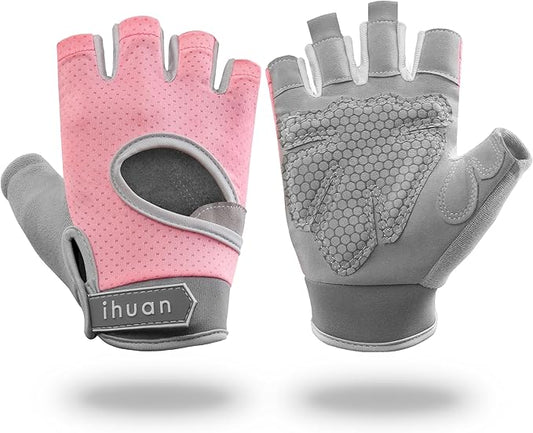 ihuan New Breathable Workout Gloves for Women & Men - No More Sweaty & Full Palm Protection Gym Exercise, Cycling， Fitness, Weightlifting, Pull-ups, Deadlifting, Rowing
