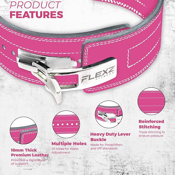 Flexz Fitness Lever Weight Lifting Belt Leather - 10MM 13MM 13MM Powerlifting