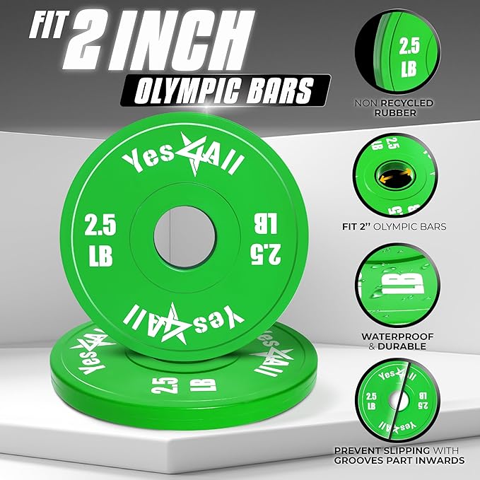 Yes4All Fractional Weight Plates Set of 6 1.25LB 2.5LB 2.5LB 5LB 5LB Pair
