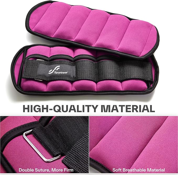 Sportneer Adjustable Ankle Weights 1 Pair 2 4 6 8 8 10 10 Lbs Jogging,1-5 lbs 1 Pair 2-10 lbs
