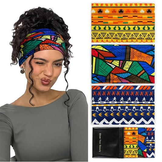 Huachi Wide Headbands for Women Non Slip Thick Womens Headbands Boho Elastic Hair Bands for Women's Hair Stretchy Sweat Headband for Workout Running Working
