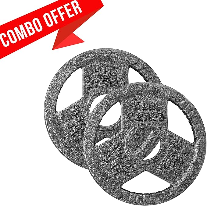Yes4All Olympic Rubber Grip Plates for Barbell 2-Inch Weight