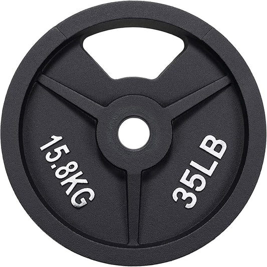Signature Fitness Cast Iron Plate Weight Plate for Strength Training and Weightlifting, Olympic or Standard