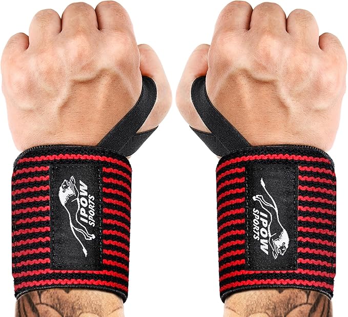 IPOW 18'' Professional Wrist Wraps for Weightlifting 2 Pack(IPF Approved), Heavy Duty Gym Wrist Straps for Working Out, Weight Lifting Wrist Brace for Men & Women, Wrist Support with Thumb Loop