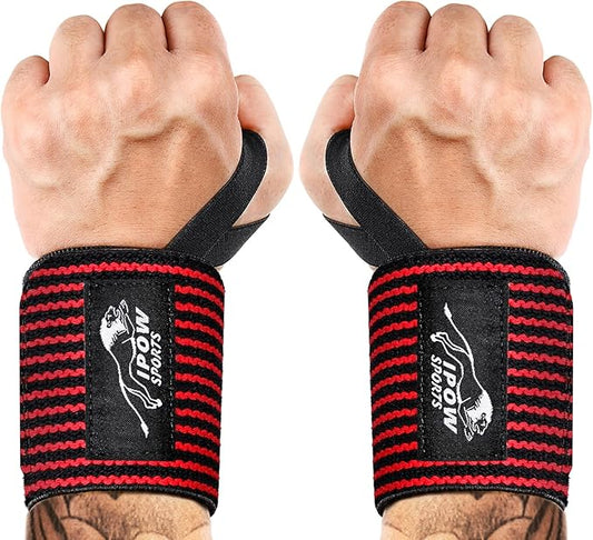 IPOW 18'' Professional Wrist Wraps for Weightlifting 2 Pack(IPF Approved), Heavy Duty Gym Wrist Straps for Working Out, Weight Lifting Wrist Brace for Men & Women, Wrist Support with Thumb Loop