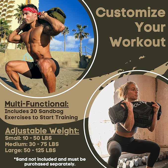 Polyfit Classic Sandbag - Heavy Duty Workout Sandbag 8 Gripping