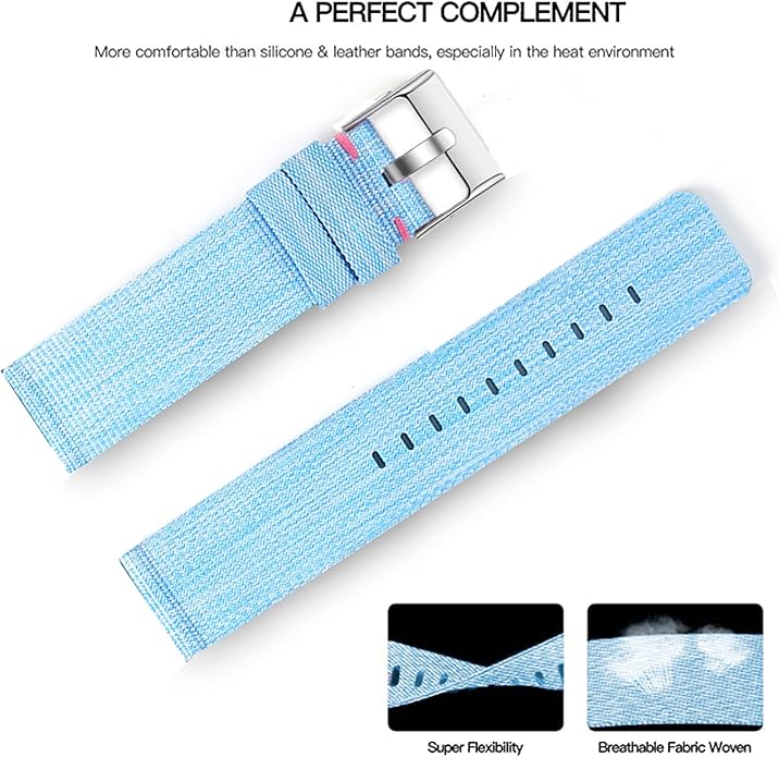 Compatible with Sanorum Smart Watches Band, 20mm, 22mm Breathable Nylon Woven Fabric Replacement Strap Compatible for HaSaKei G53, Sanorum G53, G56 Smart Watches