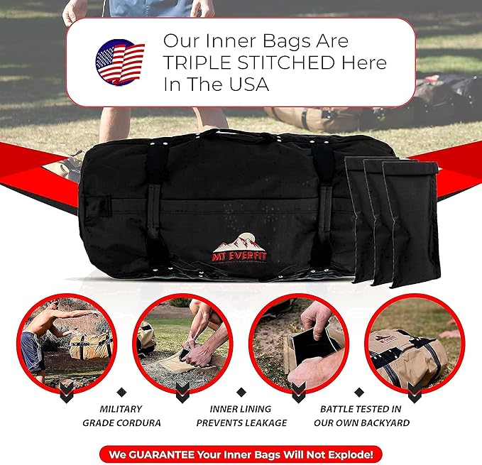 Sandbag Workout Bag & Sandbag Kettlebell Set - 1050 Cordura 8 Thick 3 Inner