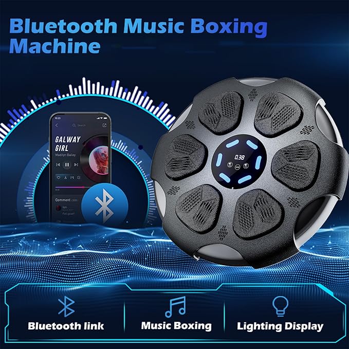 Music Boxing Machine, Wall Mounted Boxing Machine for Adults Kids, Bluetooth Smart Boxing Trainer with Boxing Gloves, Electronic Boxing Workout Equipment Target for Home Gym, 9 Modes & 9 Speeds