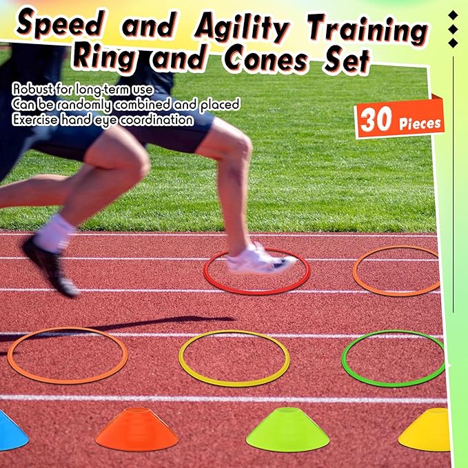 Syhood 30 Pcs Agility Soccer Cones and Speed 15 Pcs 15 Pcs