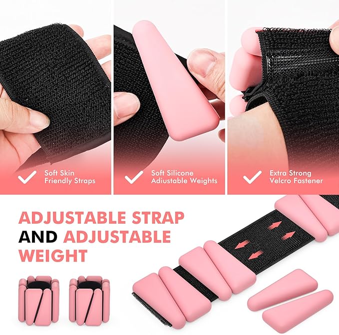 Wrist Weights, Ankle Weights for Women Men, Adjustable 2 (1LB (1LB Each)