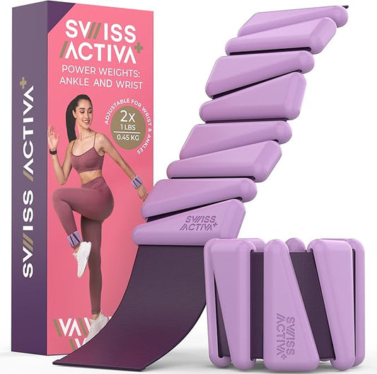 Swiss Activa+ 1lb wrist and ankle weights set of 2, leg weights for women, adjustable ankle weights, weighted wristbands, ankle weight, arm weights for women