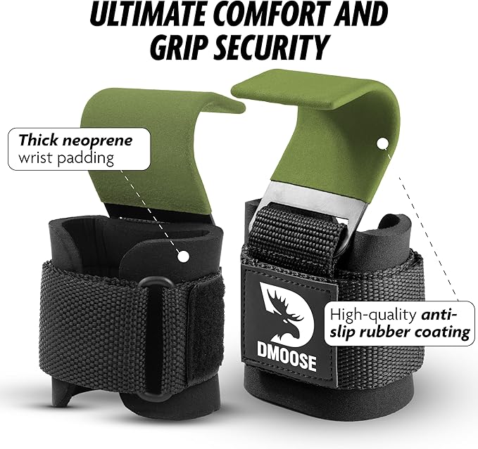 DMoose Fitness Weight Lifting Hooks for Men & 8 mm