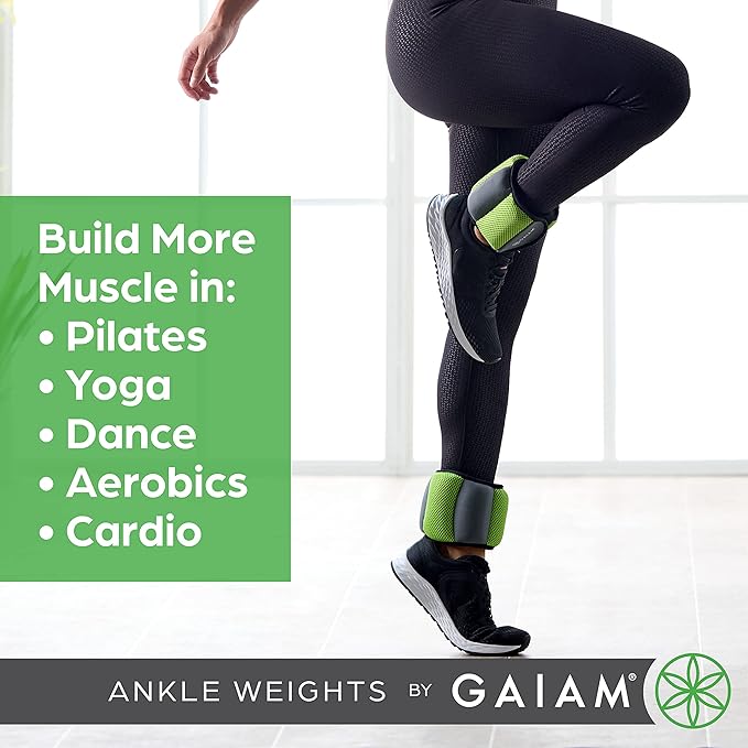 Gaiam Ankle Weights Strength Training Weight Sets (5lb & 10 Pound