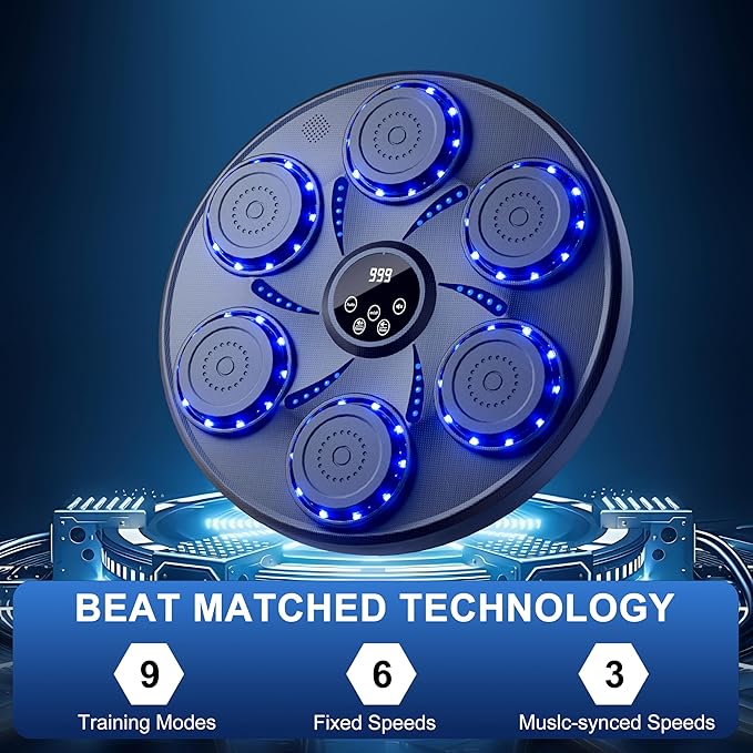 Music Boxing Machine, Wall Mounted Boxing Machine for Adults Kids, Bluetooth Smart Boxing Trainer with Boxing Gloves, Electronic Boxing Workout Equipment Target for Home Gym, 9 Modes & 9 Speeds