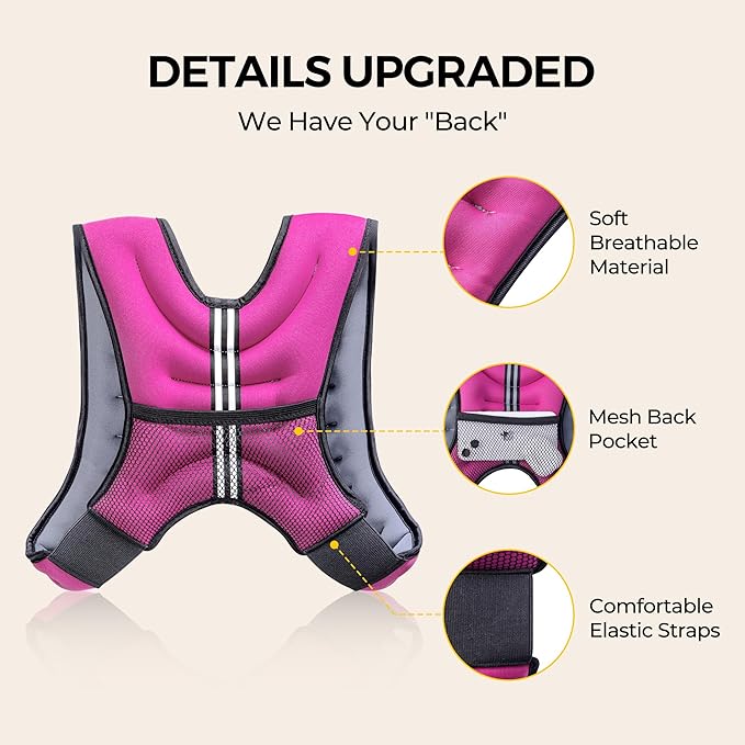PACEARTH Weighted Vest,4lb/6lb/10lb/12lb/16lb/20lb/25lb/30lb Weight Vest with Reflective Stripe, Body Weight Vests Adjustable for Men, Women Workout, Strength Training, Running, Walking, Jogging