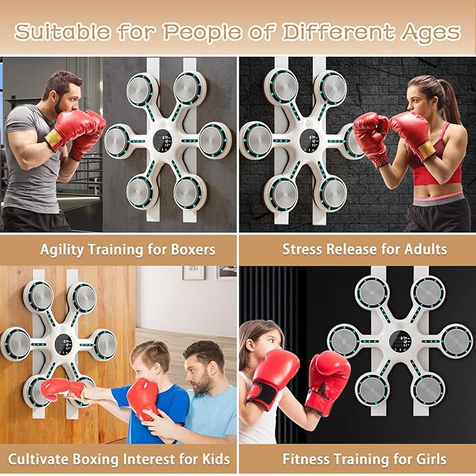 Mostop Music Boxing Machine, Boxing Wall Mount Machine for Adults Teens, Smart Bluetooth Punching Trainer with Gloves, Boxing Workout Equipment Target for Home, Office, Gym,9 Modes & 9 Speeds