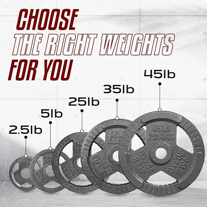 Yes4All Olympic Rubber Grip Plates for Barbell 2-Inch Weight