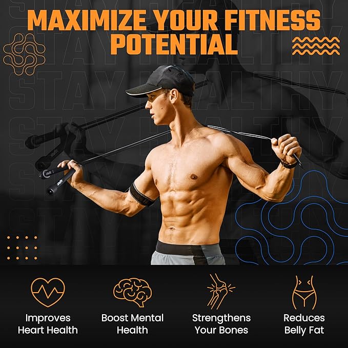 Lightweight Jump Rope for Fitness and Exercise, Adjustable Jump Ropes with Plastic Handles, Cardio and Endurance Training, Jumping Rope for Workout