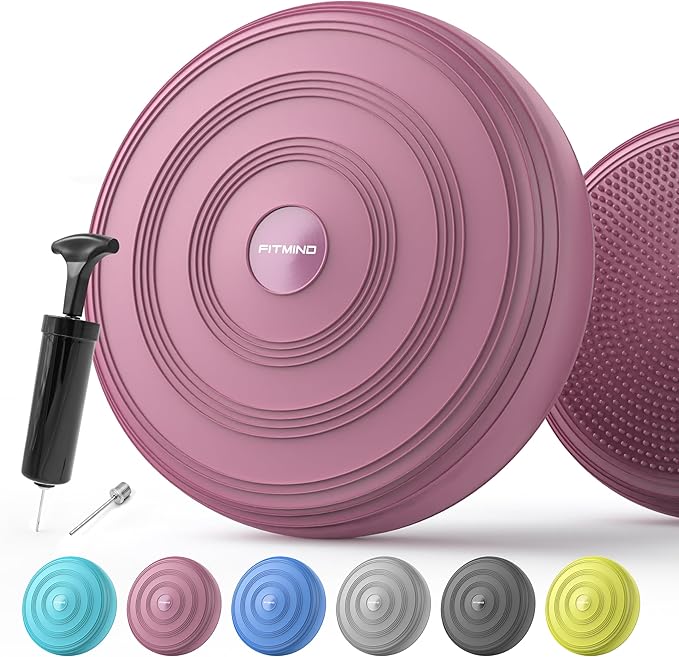 Inflated Wobble Cushion,Dyna Disc,Circular Non-slip Texture for Comfortable Sitting,Wiggle Seat to Improve Posture, Fitness, Stability for Sensory Kids Adults,Balance Seat with Pump for Core Strength