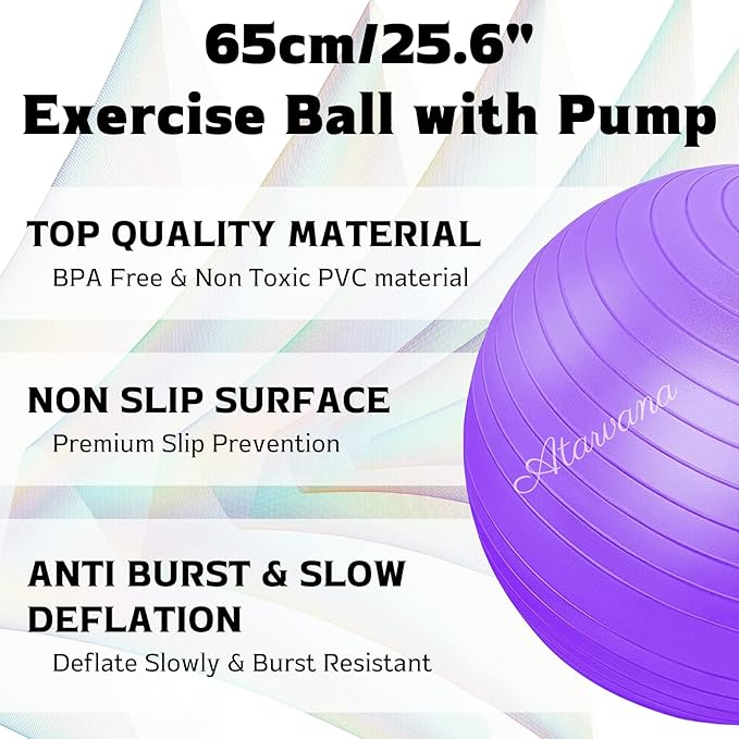 Atarvana Cardio Drumming Equipment Set, Extra Thick Yoga Ball with Pump & Cardio Drumming Sticks with Grips, Aerobic Exercise Ball Drumsticks Workout Set for Stability, Rhythm, Gymnastics