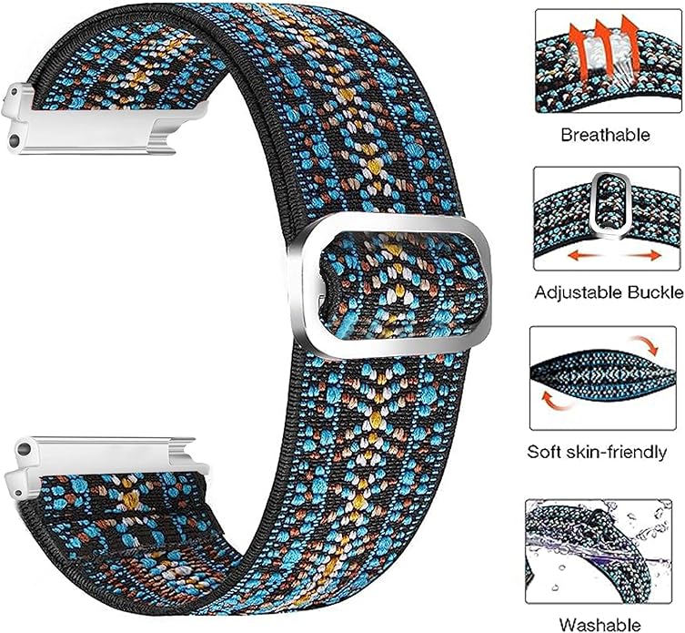 Compatible for FITVII Fitness Tracker Bands, 18mm, 20mm, 22mm Stretch Elastics Nylon Adjustable Replacement Strap Accessories