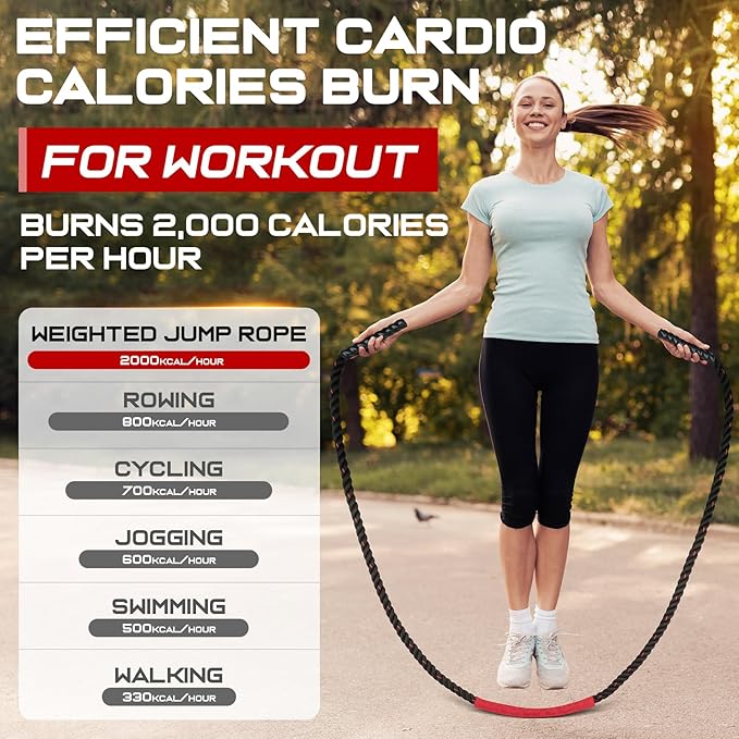 Jump Rope, 3lb 4lb 5lb Weighted Jump Rope 9.8ft Heavy