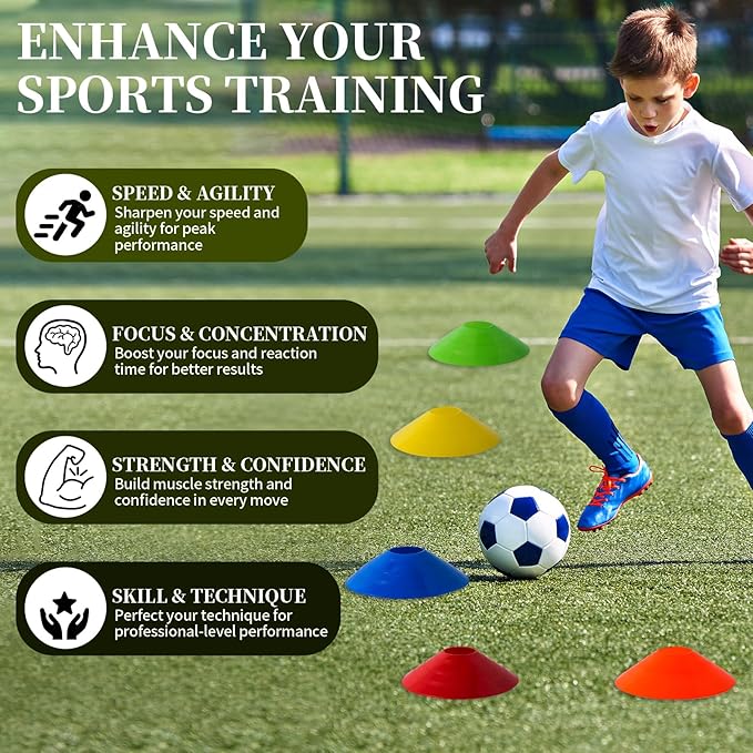 Football Goalie Cones Set with Carrying Bag 25 Pieces,