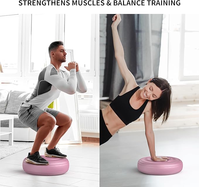 Inflated Wobble Cushion,Dyna Disc,Circular Non-slip Texture for Comfortable Sitting,Wiggle Seat to Improve Posture, Fitness, Stability for Sensory Kids Adults,Balance Seat with Pump for Core Strength