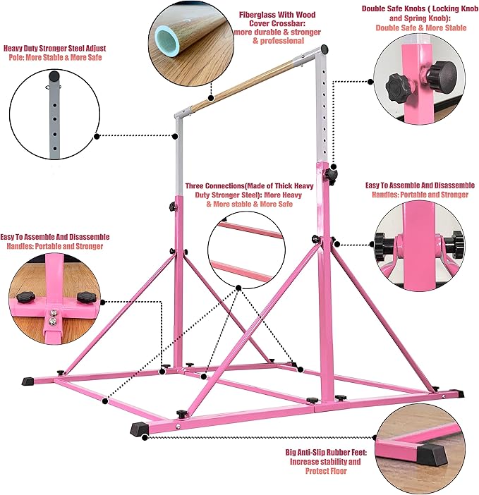 Gymnastic Bar For Kids and Teenage Ages 3-25 5 FT 6 FT 5 FT 6 FT