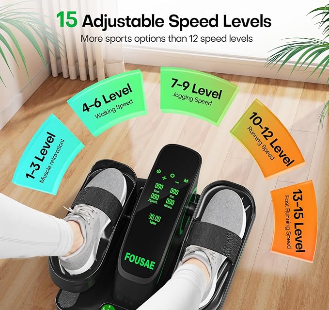 Under Desk Elliptical, Upgraded 6 Adjustable Resistance &15 Speeds Leg Exerciser While Sitting for Seniors with Forward & Reverse Direction, Ellipse Leg Exerciser with Touch Screen and Remote Control